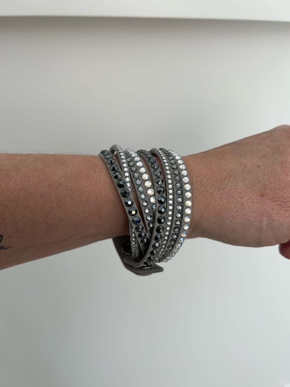 Swarovski Wrap Bracelet in Silver and Gunmetal Crystals